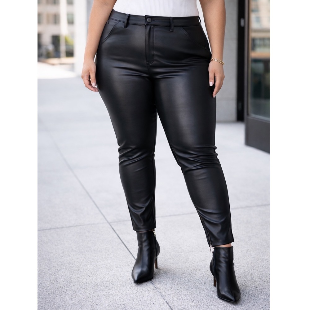 Zara High Rise Faux Leather Leggings Plus Size Pants‎ Black Soft Moto Size XXL
